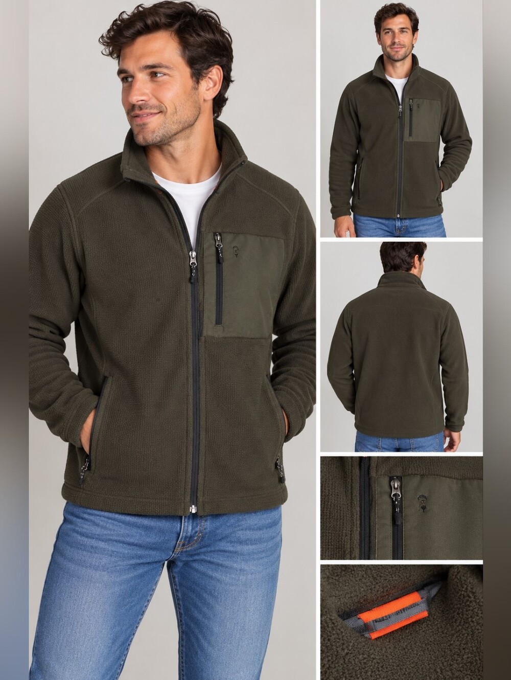 Free country mens large green fleece zip up jacket #27